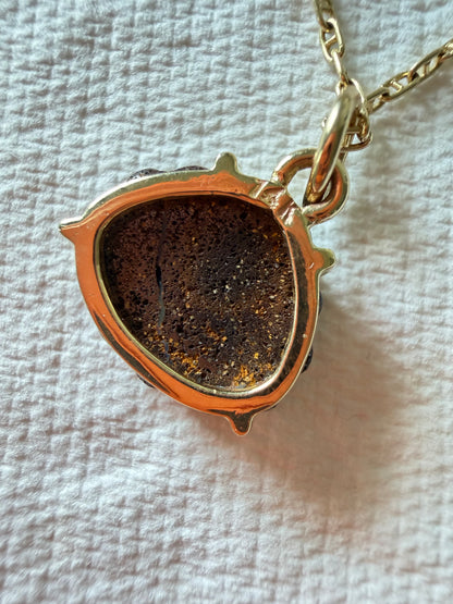Australian Boulder Opal Shell 14k Gold, Scallop 1