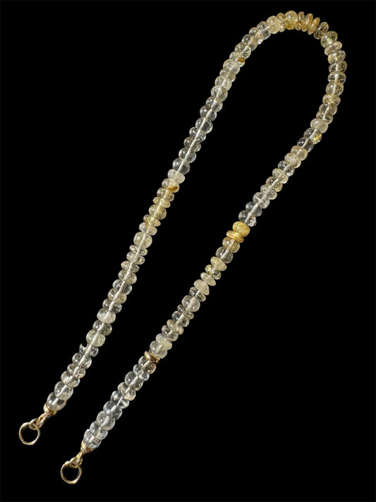Golden Girl - Golden Rutilated Quartz Beaded Necklace with 14K Open Loops