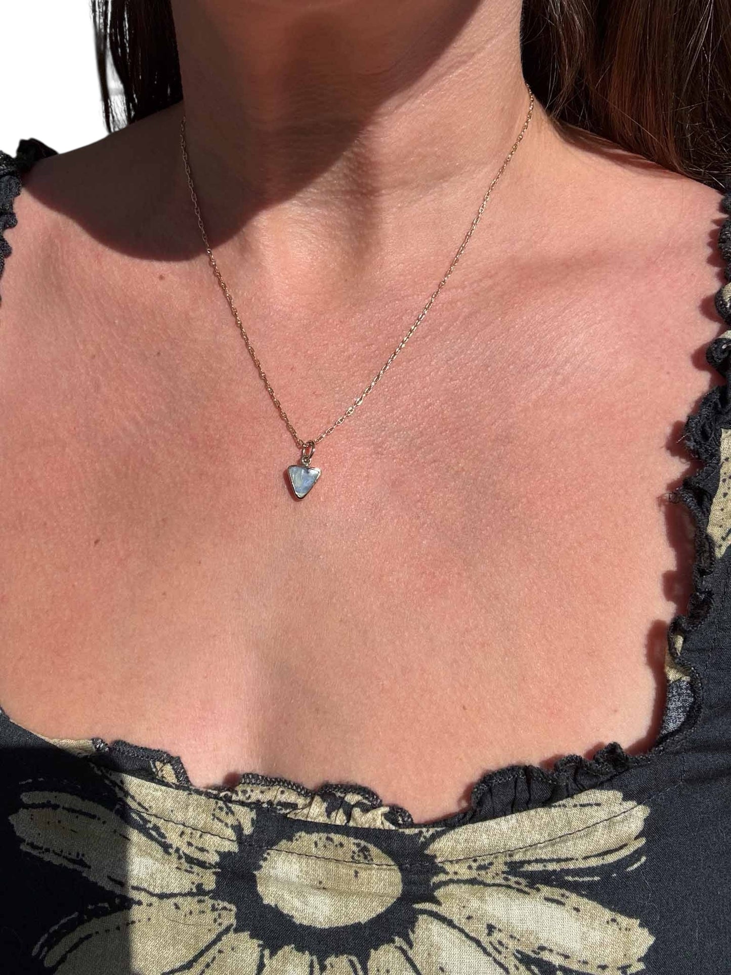 Triangle Boulder Opal Charm 14k