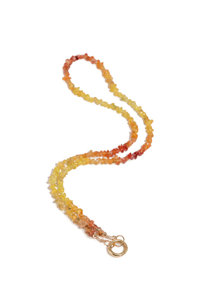 Sunset Serenade | Raw Sapphire Beaded Strand 14k, with 14k hinge clasp (oval)