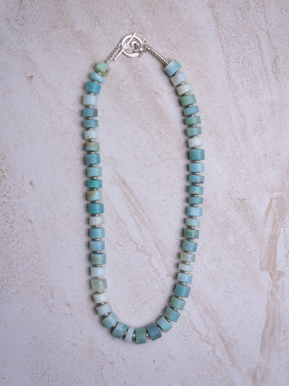 Amazonite Beaded Necklace, Sterling Silver