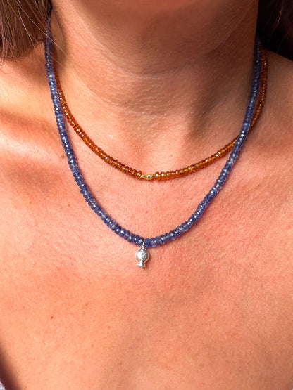 Made to order: Blue Kyanite Worry Fish Necklace, Sterling Silver