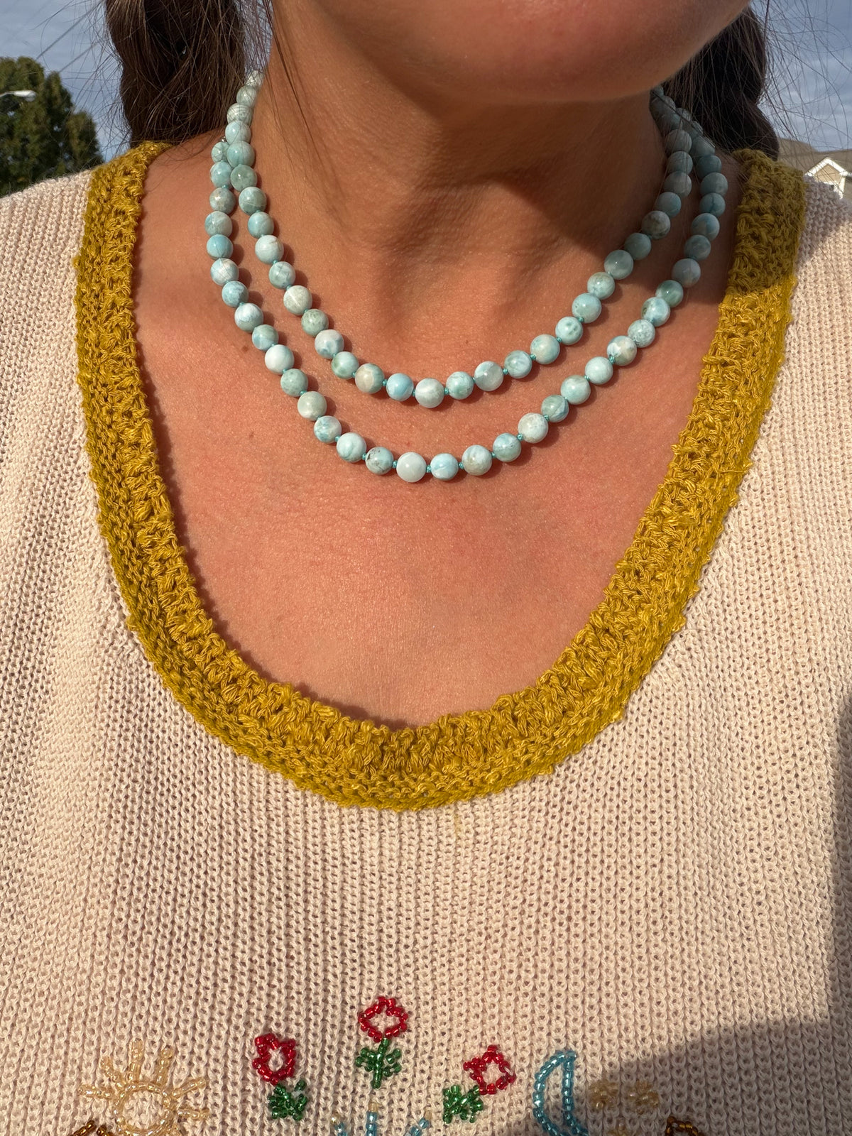 The Waterfall Larimar Necklace, Sterling Silver