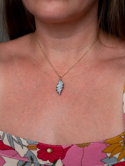 Spiral Shell Boulder Opal Charm 14k