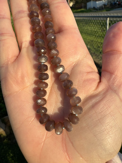 Chocolate Moonstone Knotted Candy Bead Necklace