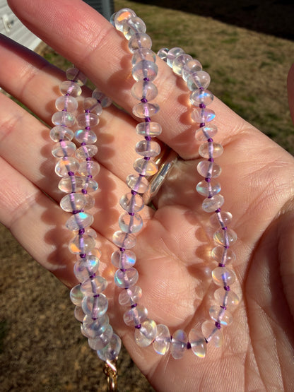 Gorgeous Madagascar Moonstone Knotted Candy Bead Strand 14k