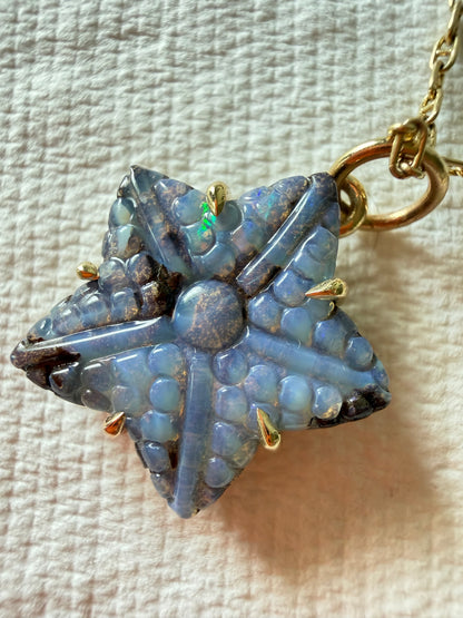 Starfish Boulder Opal Charm 14k