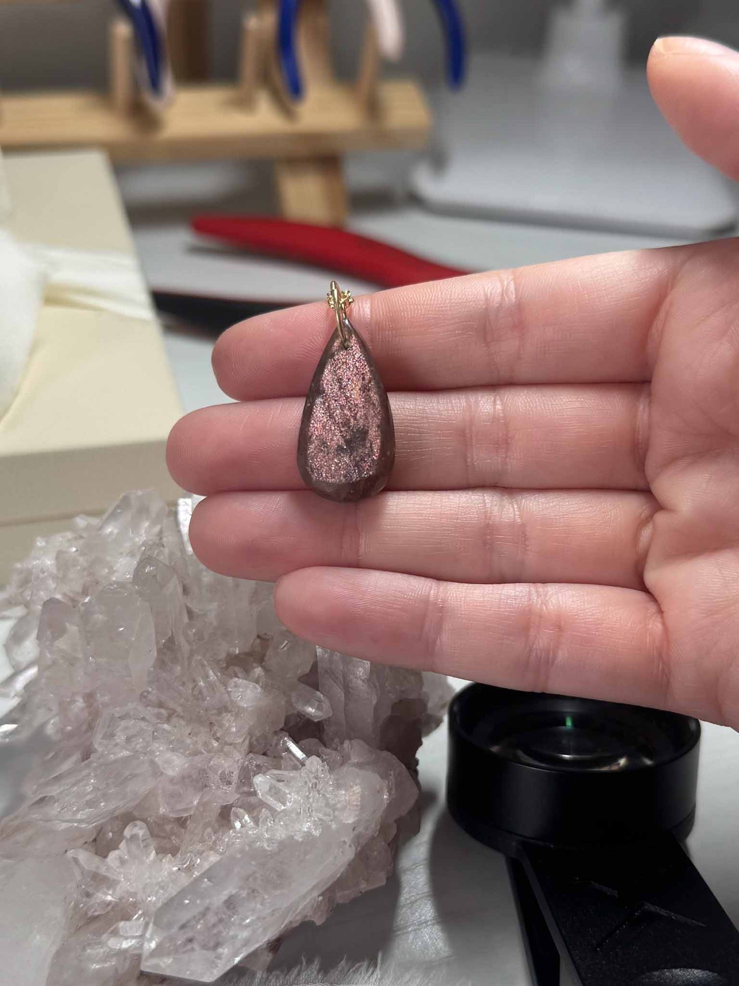 Pretty Purple Carved Sunstone Charm