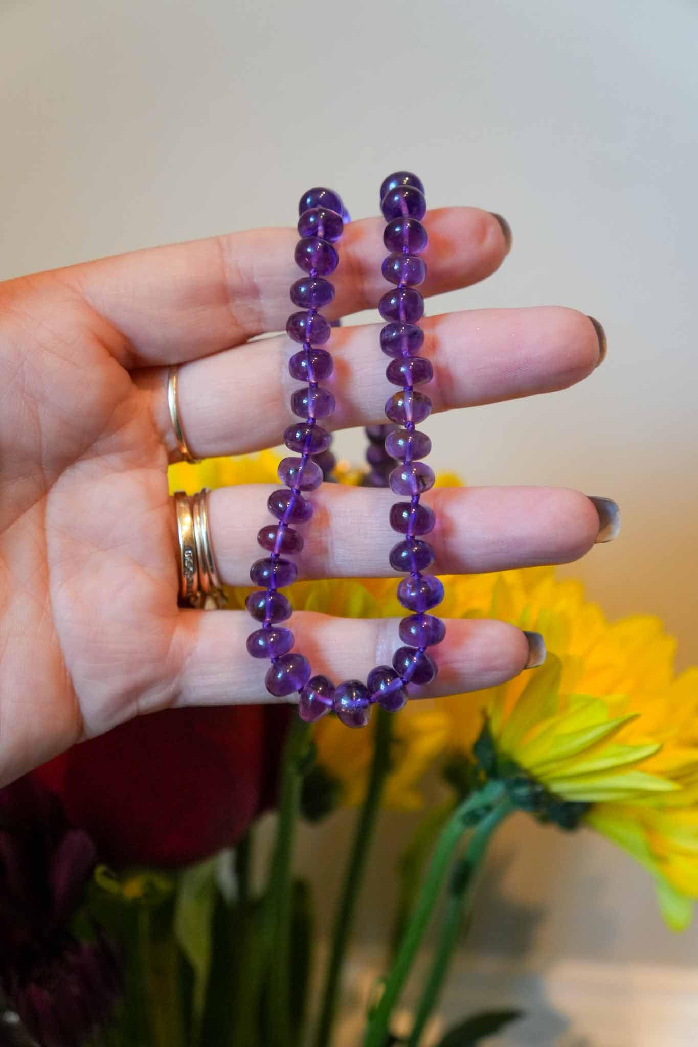 Amethyst Knotted Candy Bead Necklace - 14k Gold Filled