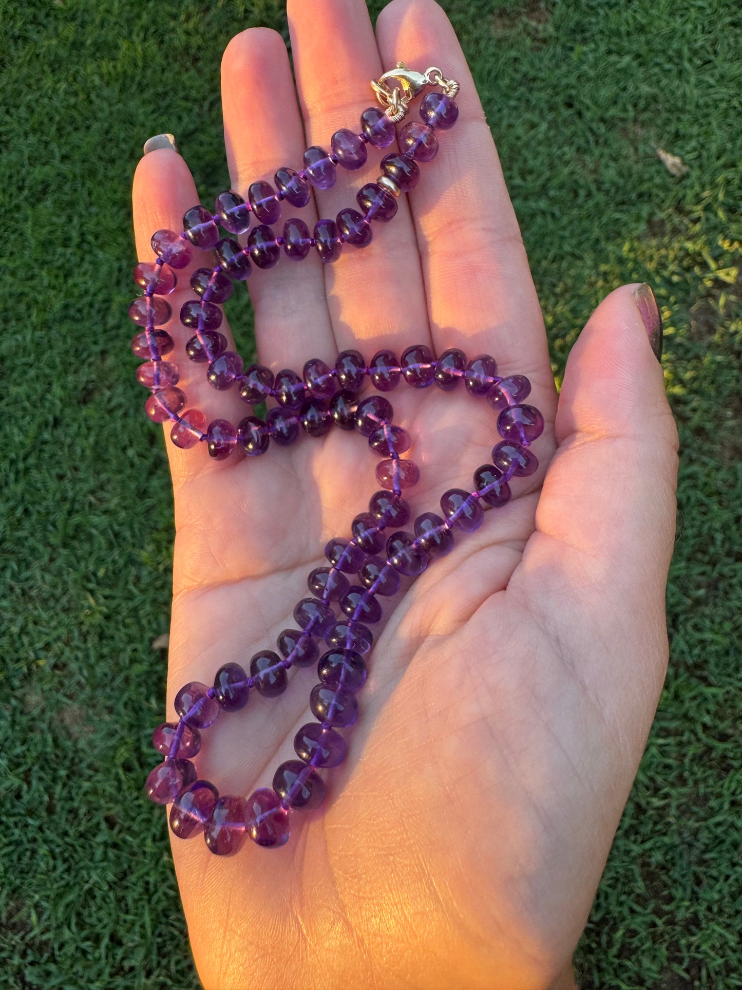 Amethyst Knotted Candy Bead Necklace - 14k Gold Filled