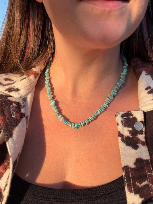 Sky Blue, Arizona Turquoise Strand in 14k Gold