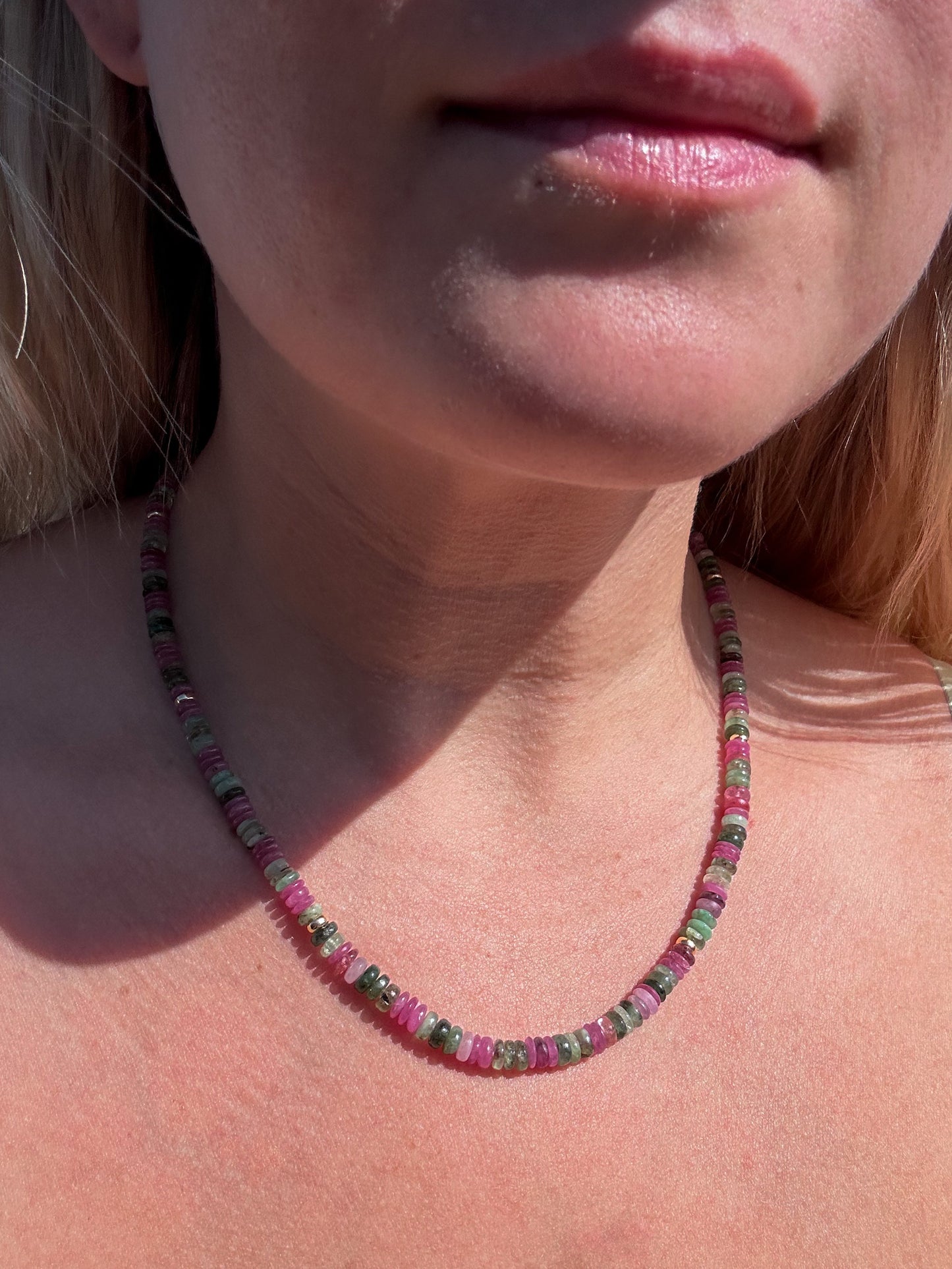 Emerald and Ruby Beaded Necklace