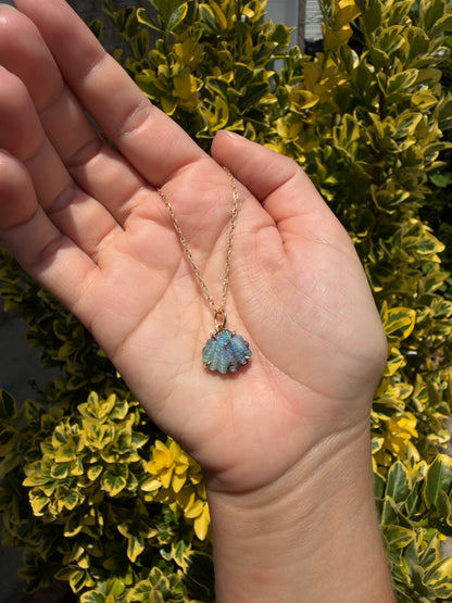 Australian Boulder Opal Shell 14k Gold, Scallop 1