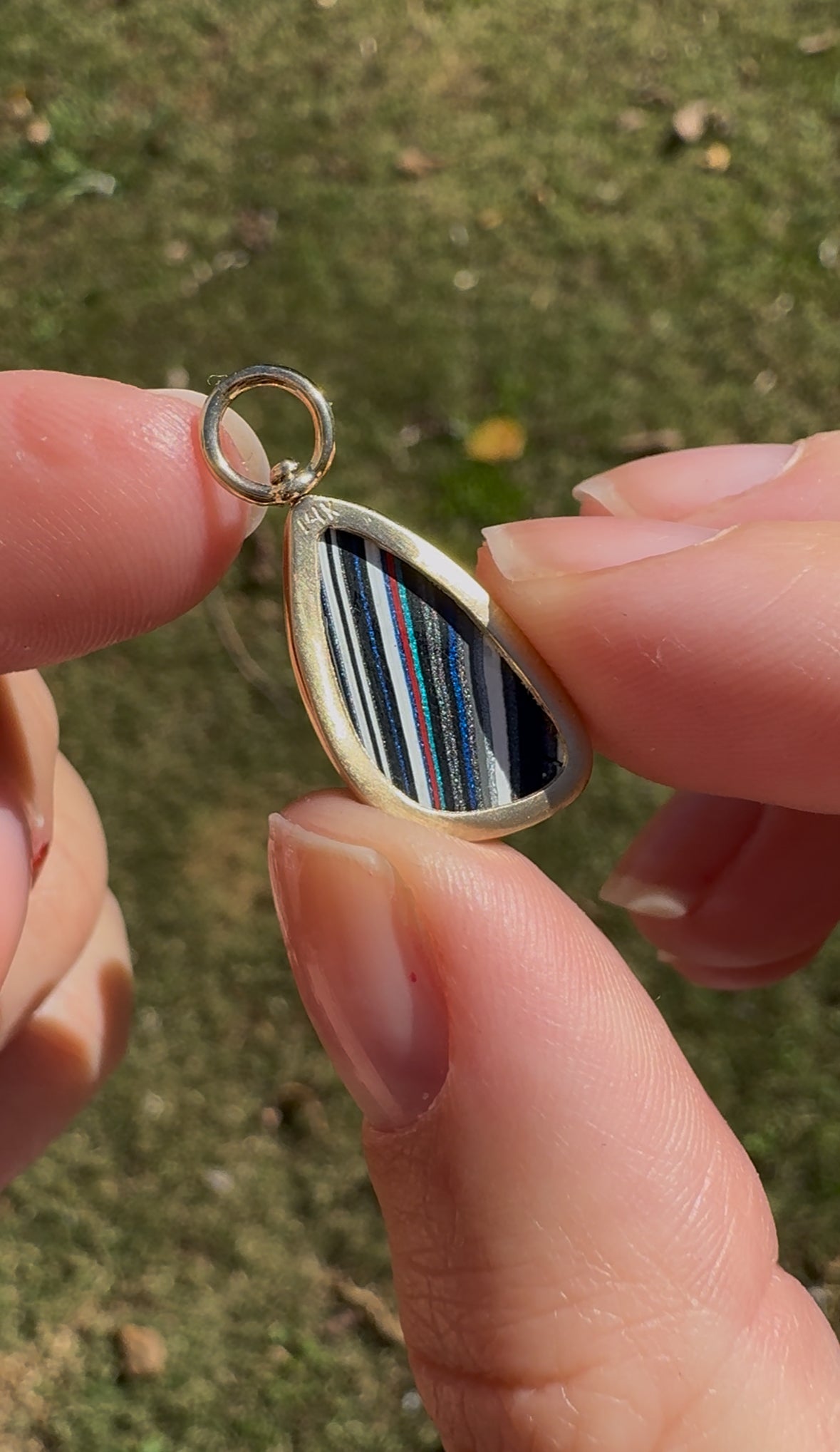 Amazing Fordite Charm with custom 14k Swivel Bail