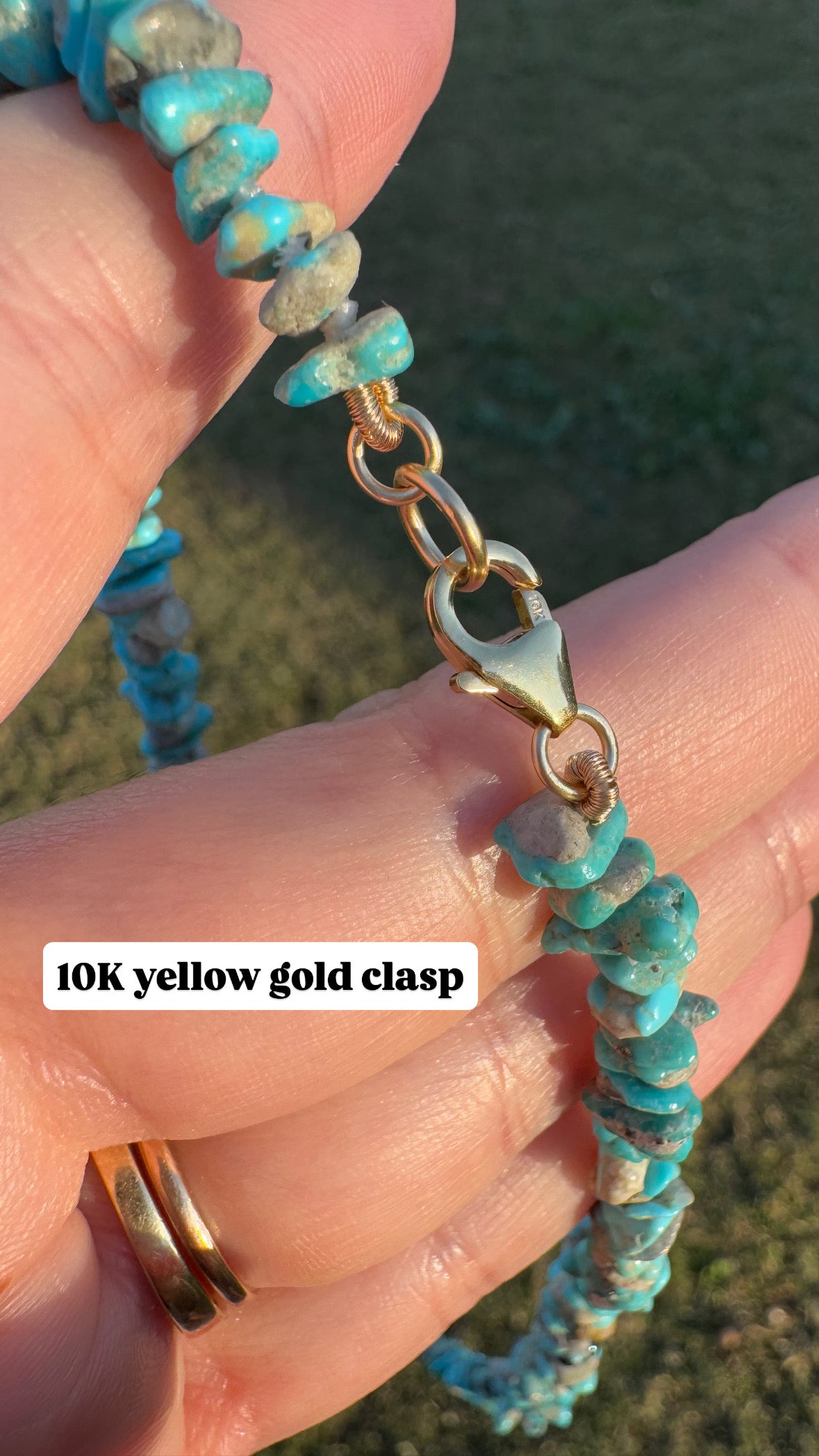 Hansel - Arizona Turquoise Beaded Necklace Solid Gold