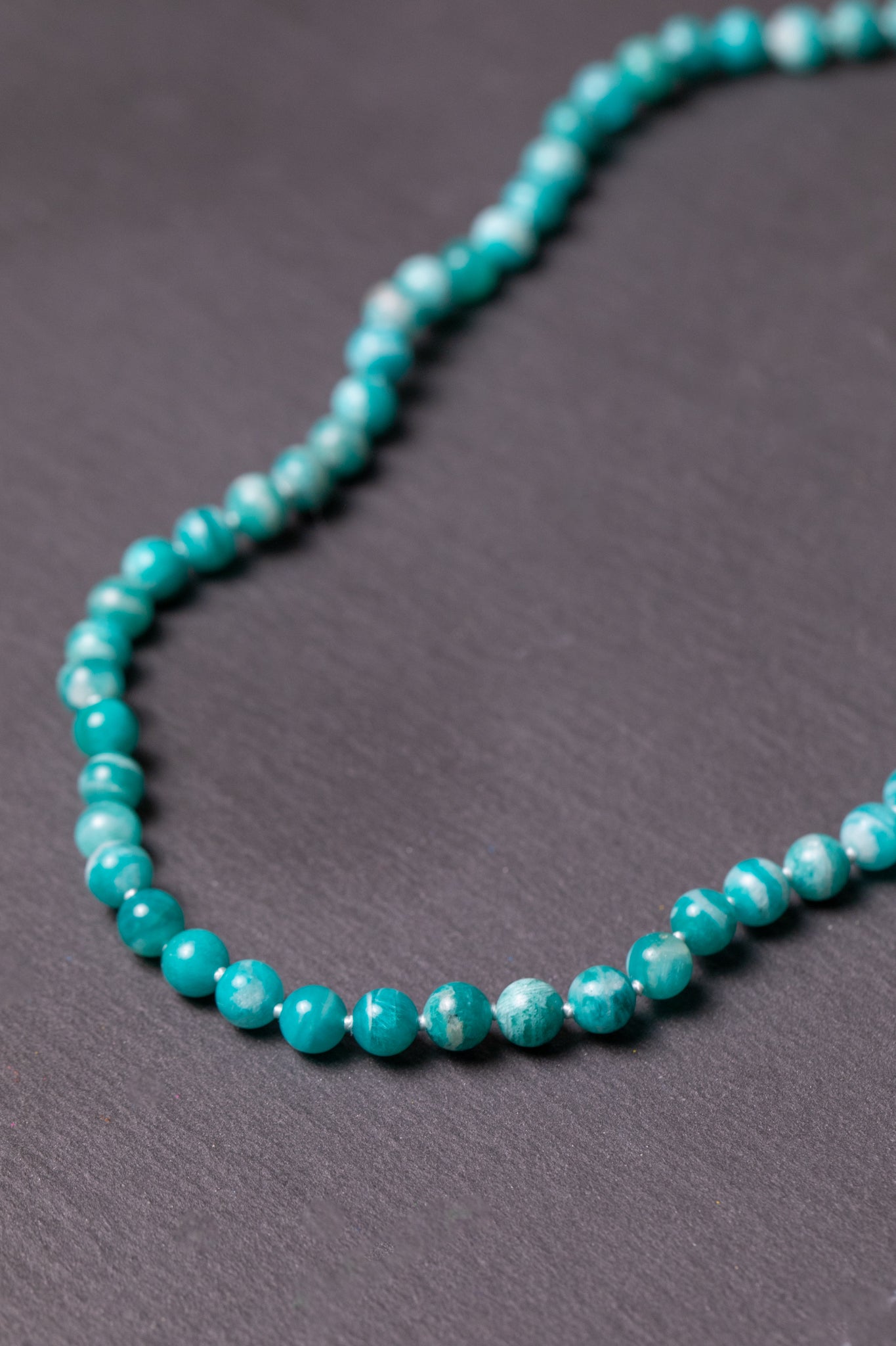 Russian Amazonite Knotted Gemstone Necklace 14k