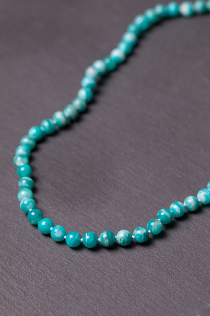 Russian Amazonite Knotted Gemstone Necklace 14k
