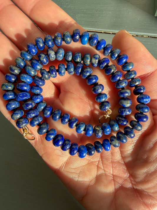Lapis Lazuli Silk Knotted Gem Necklace