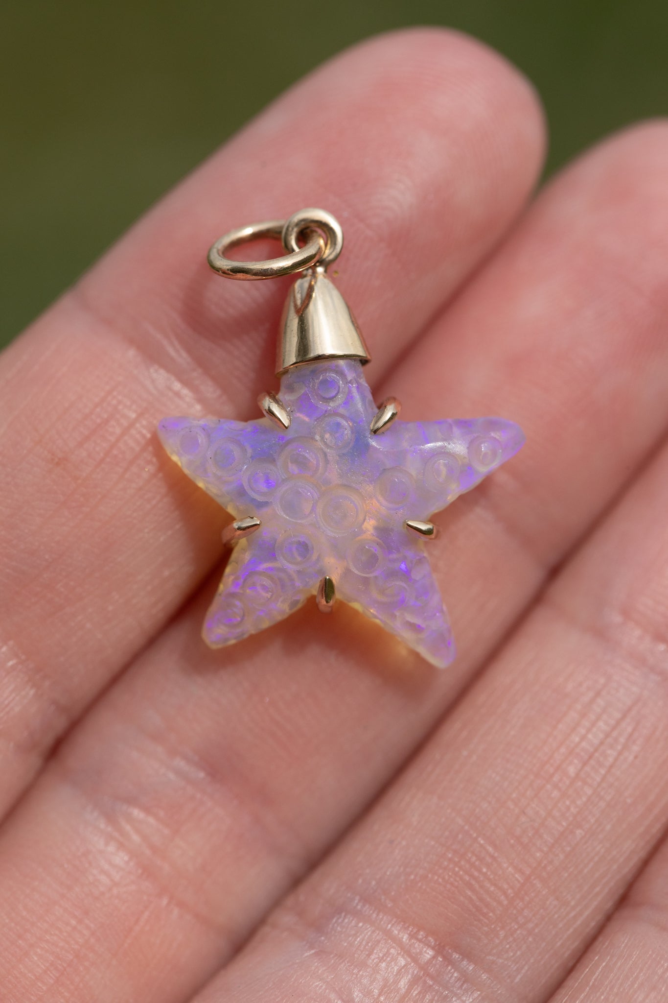 Andamooka AustralianCrystal Opal Starfish, 14k Gold