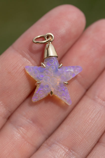 Andamooka AustralianCrystal Opal Starfish, 14k Gold