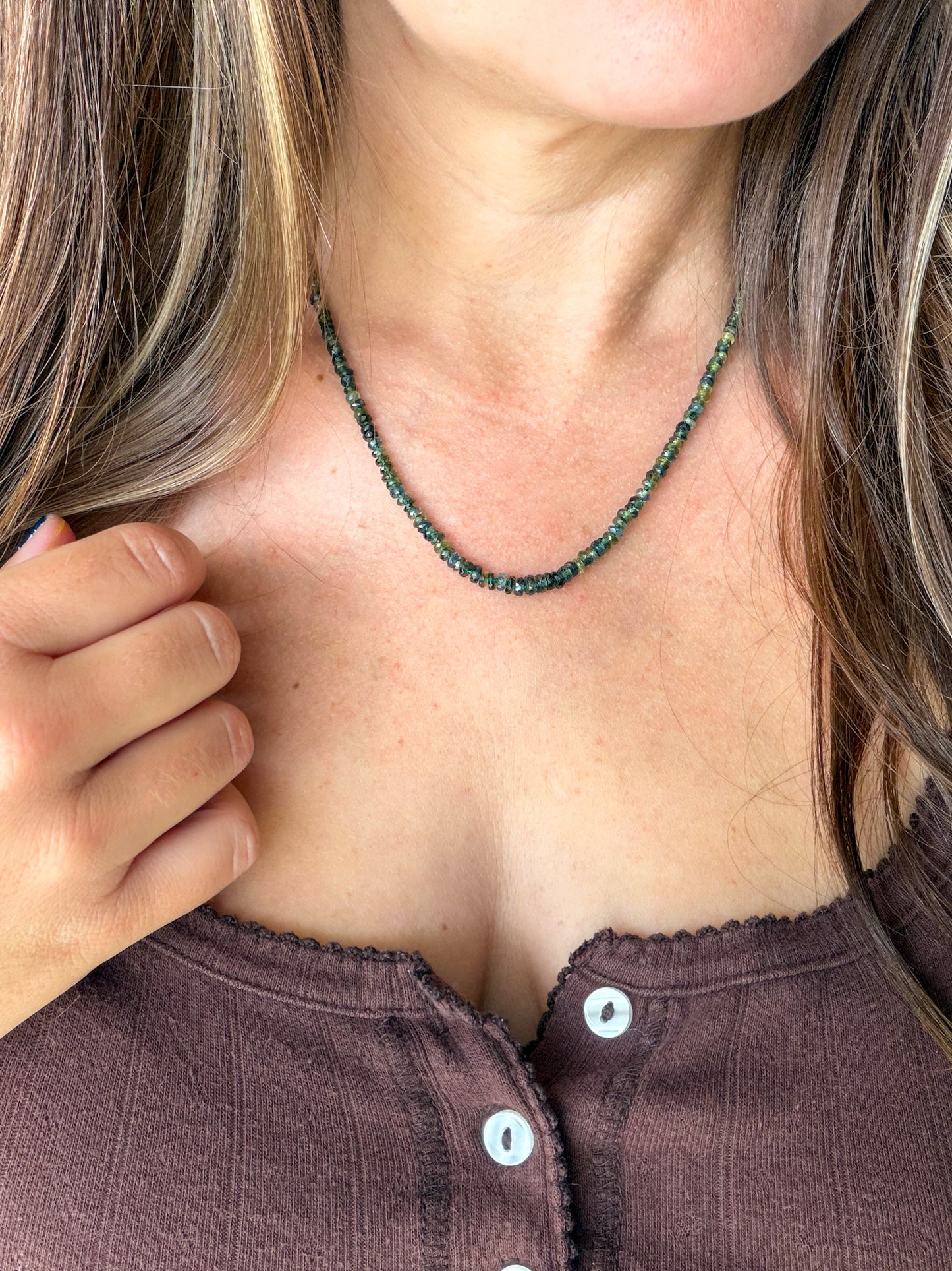 Montana Sapphire Knotted Necklace in 14k Gold