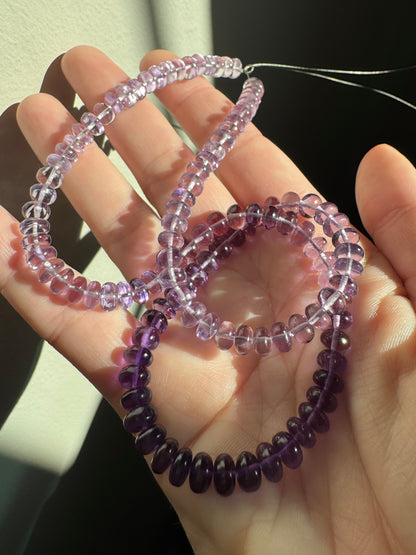 Long Ombré Amethyst Knotted Bead Strand 14K Necklace - Made to Order