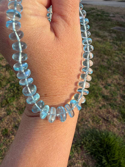 Sky Blue Topaz Knotted Candy Necklace 14k