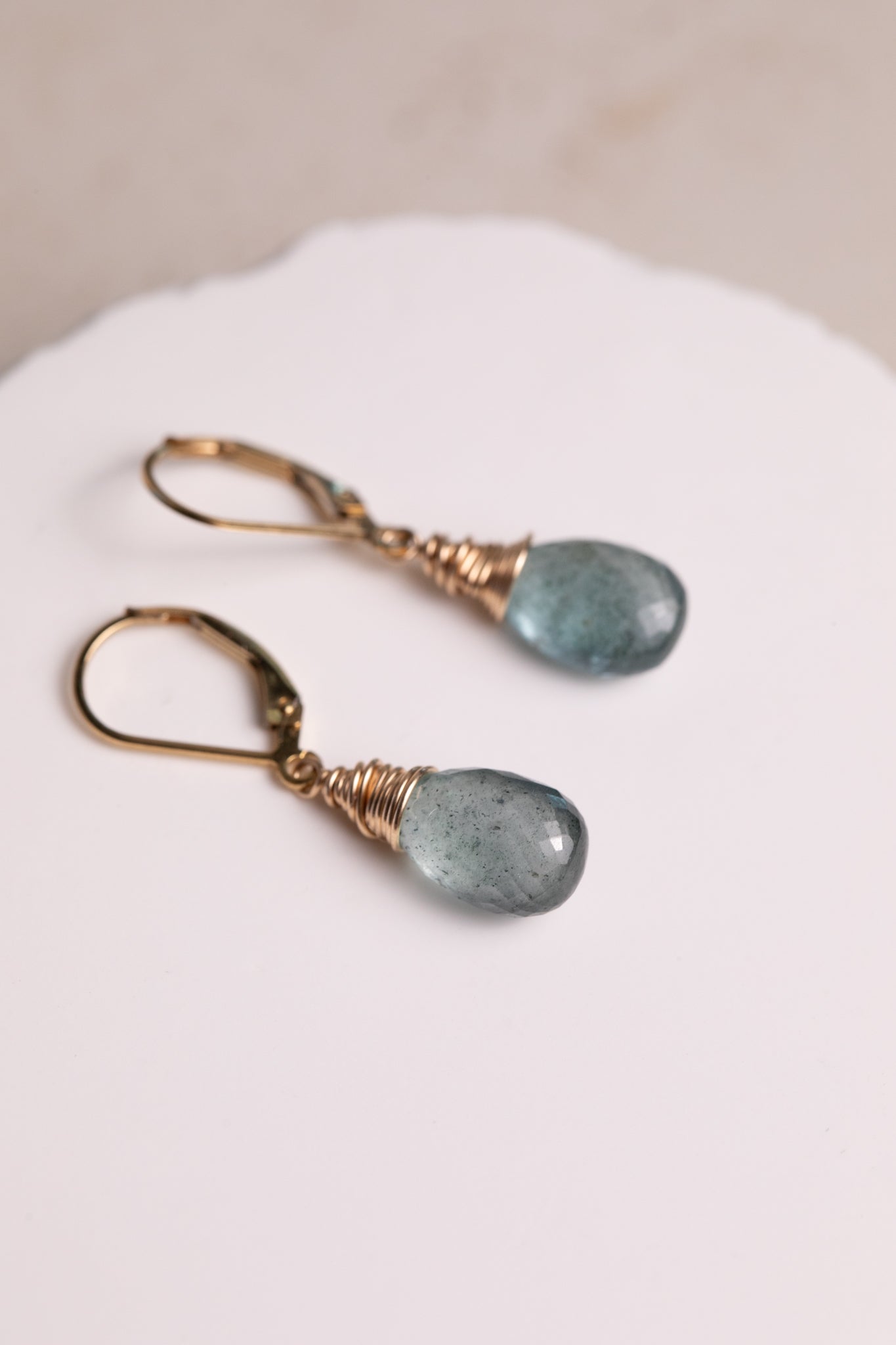 Moss Aquamarine Drop Earrings - Steely Blue