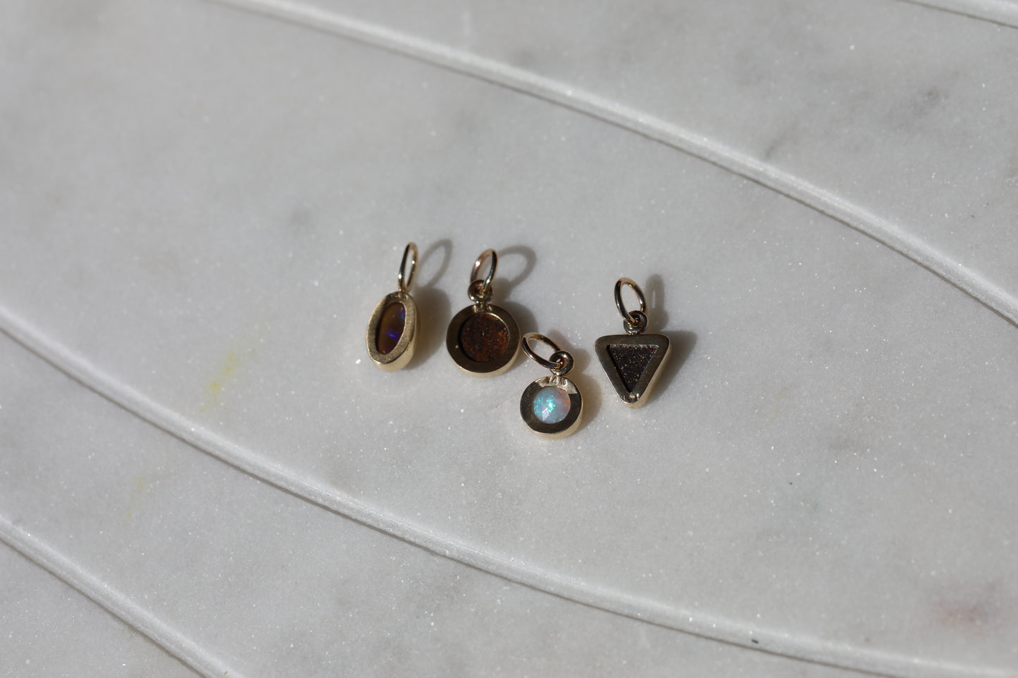 Triangle Boulder Opal Charm 14k