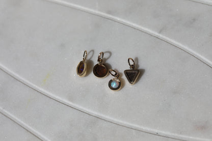 Triangle Boulder Opal Charm 14k