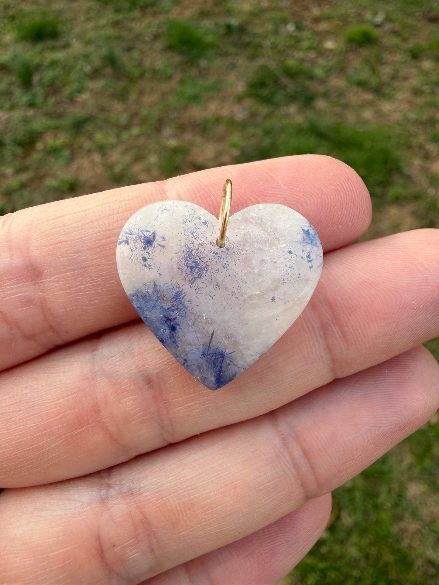 011 - Dumortierite in Quartz Heart Charm