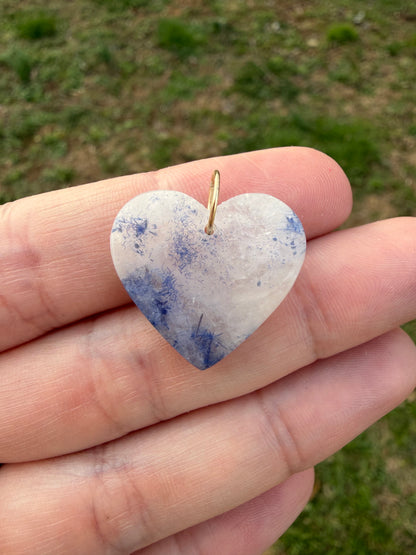 011 - Dumortierite in Quartz Heart Charm