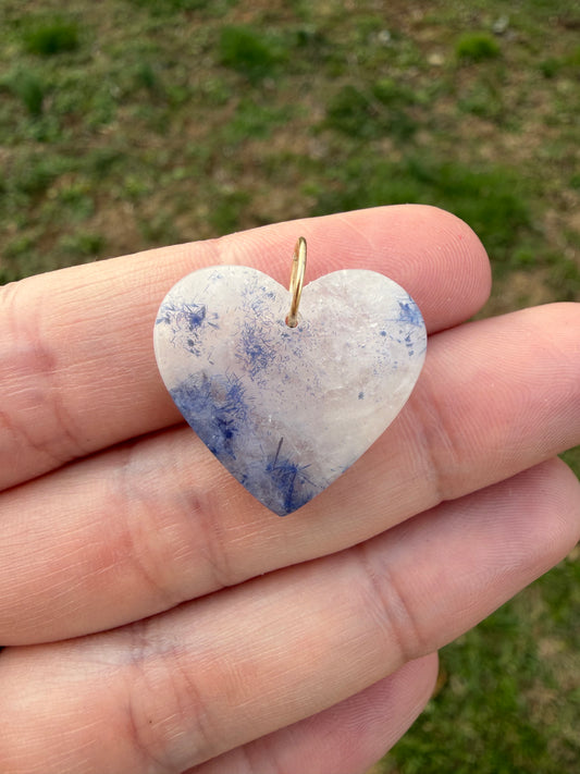 011 - Dumortierite in Quartz Heart Charm
