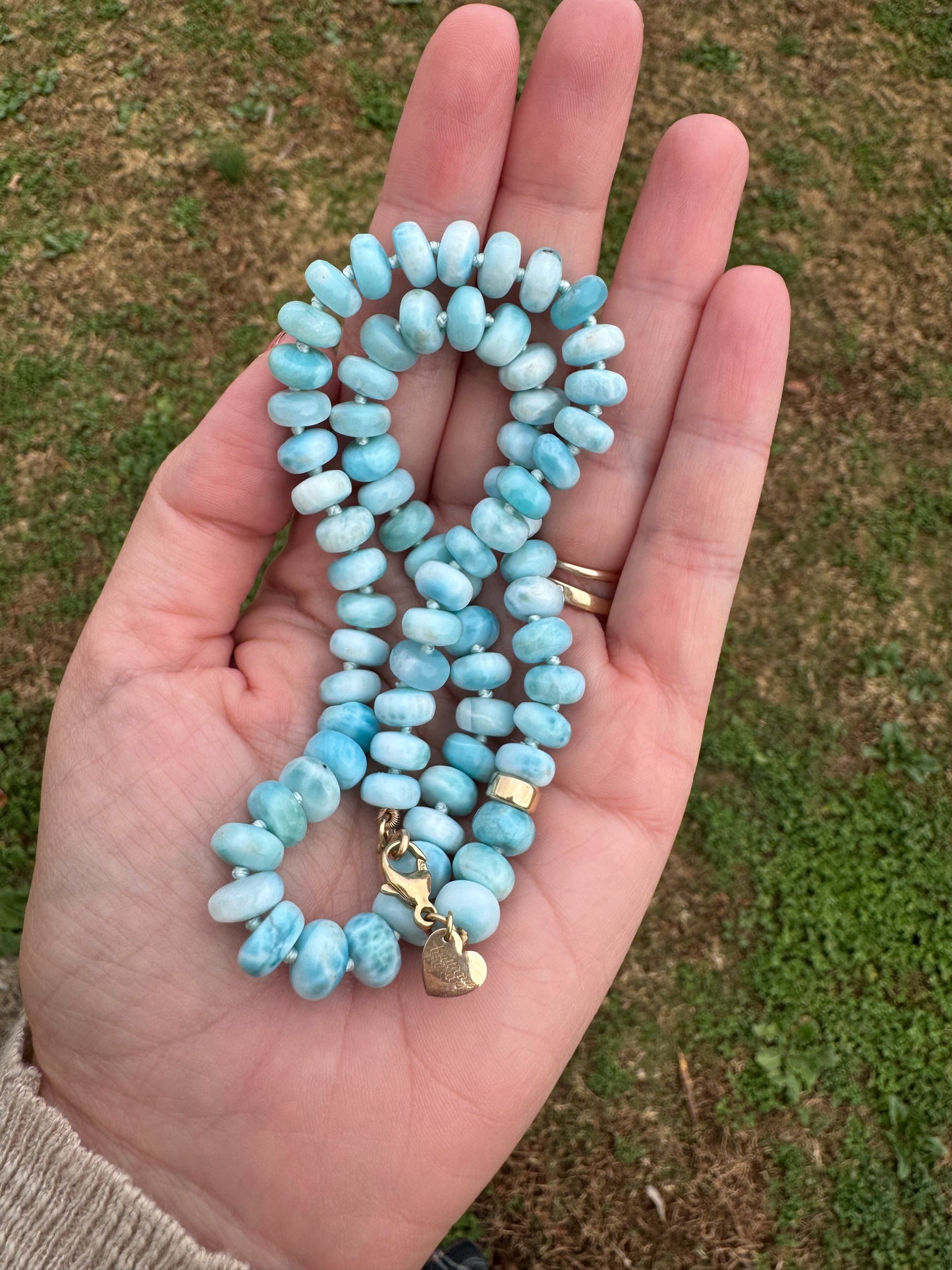 Reserved - Larimar Knotted Necklace 14k