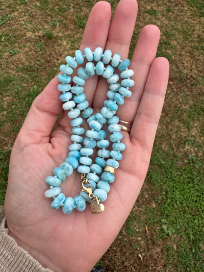 Reserved - Larimar Knotted Necklace 14k