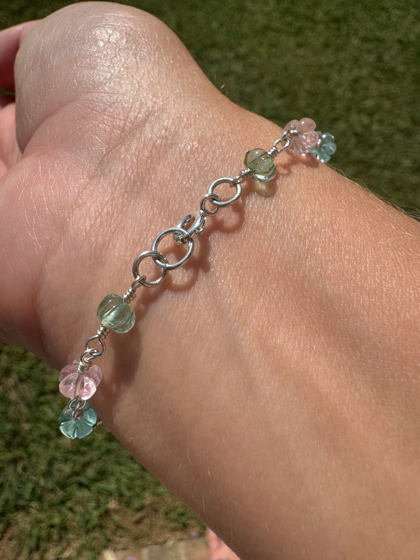 Beryl Aquamarine Wire Wrapped Bracelet