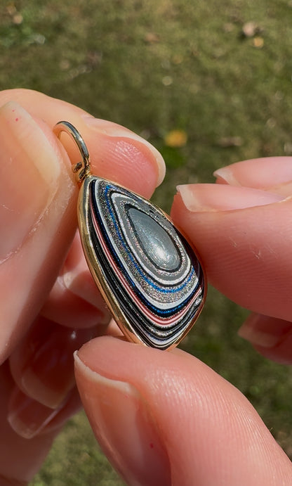 Amazing Fordite Charm with custom 14k Swivel Bail