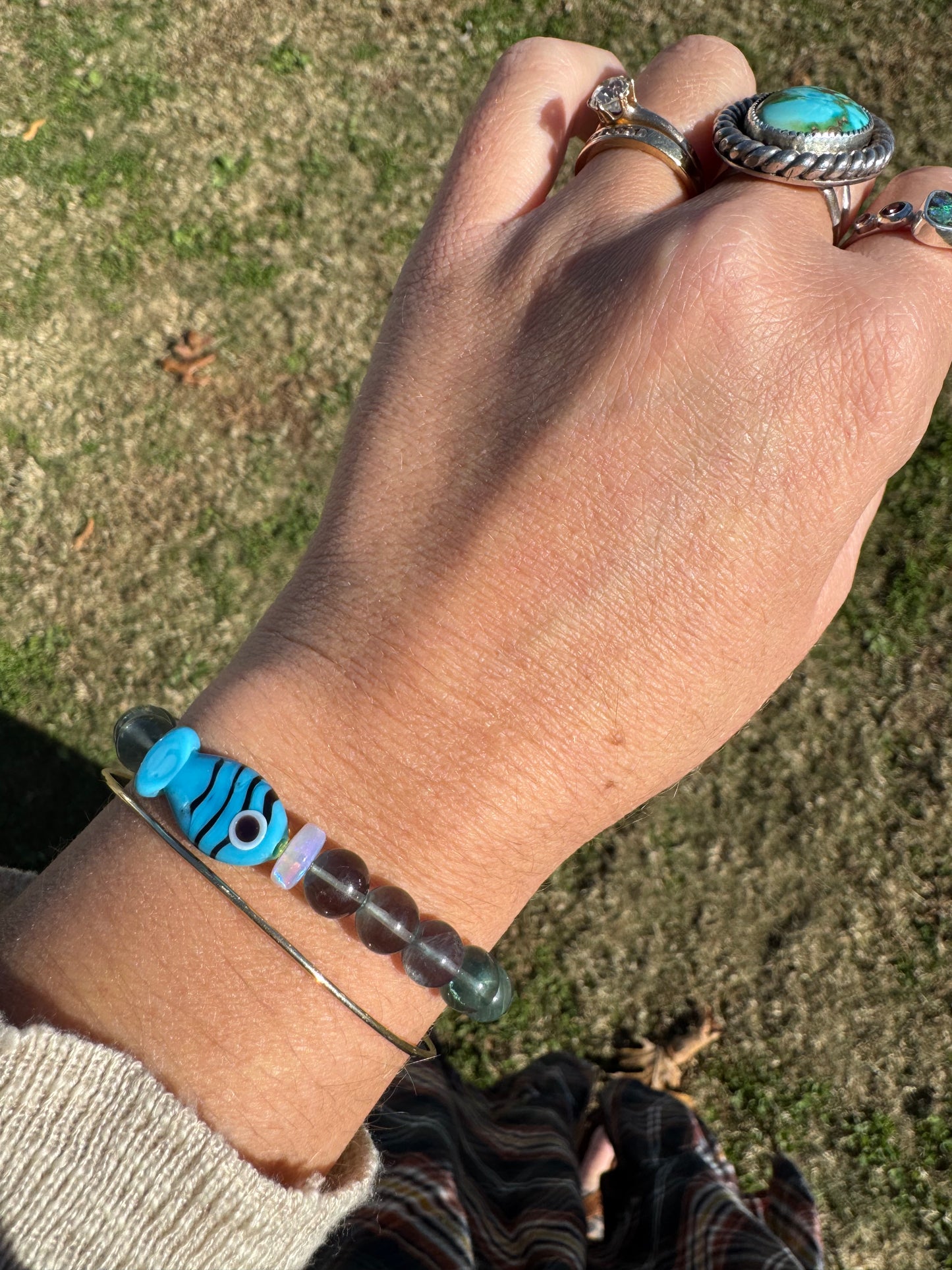 Fishy Bracelets - Handmade Murano Glass and Australian Crystal Opal