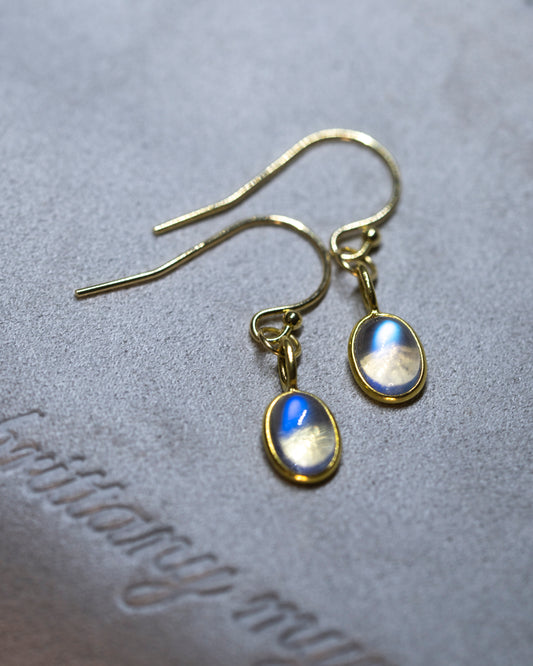 Rainbow Moonstone 18k Gold Dangle Earrings
