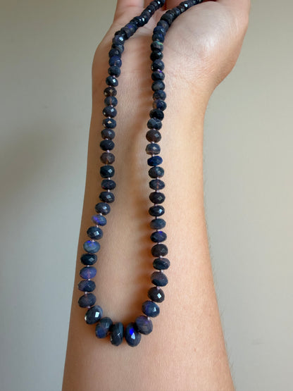 Australian Black Opal Strand, 14k Gold