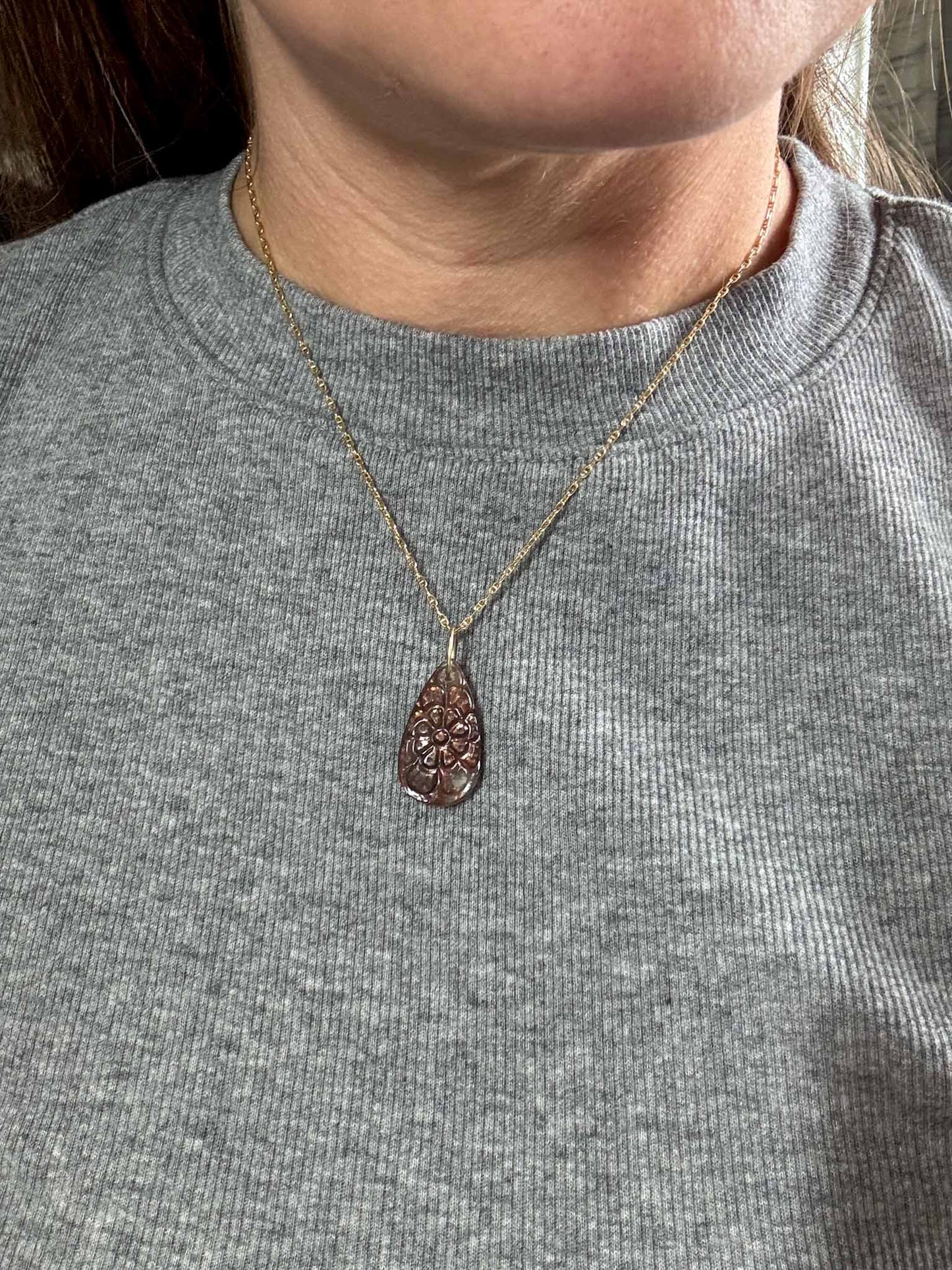 Pretty Purple Carved Sunstone Charm