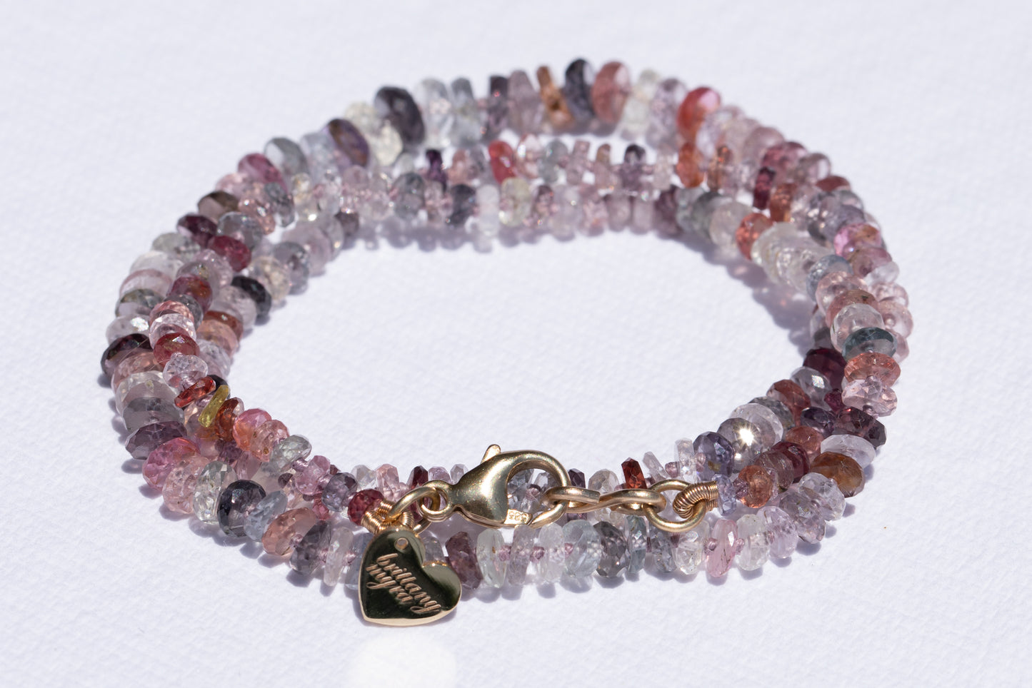 Faceted Spinel Knotted Gemstone Candy Necklace 14k Gold
