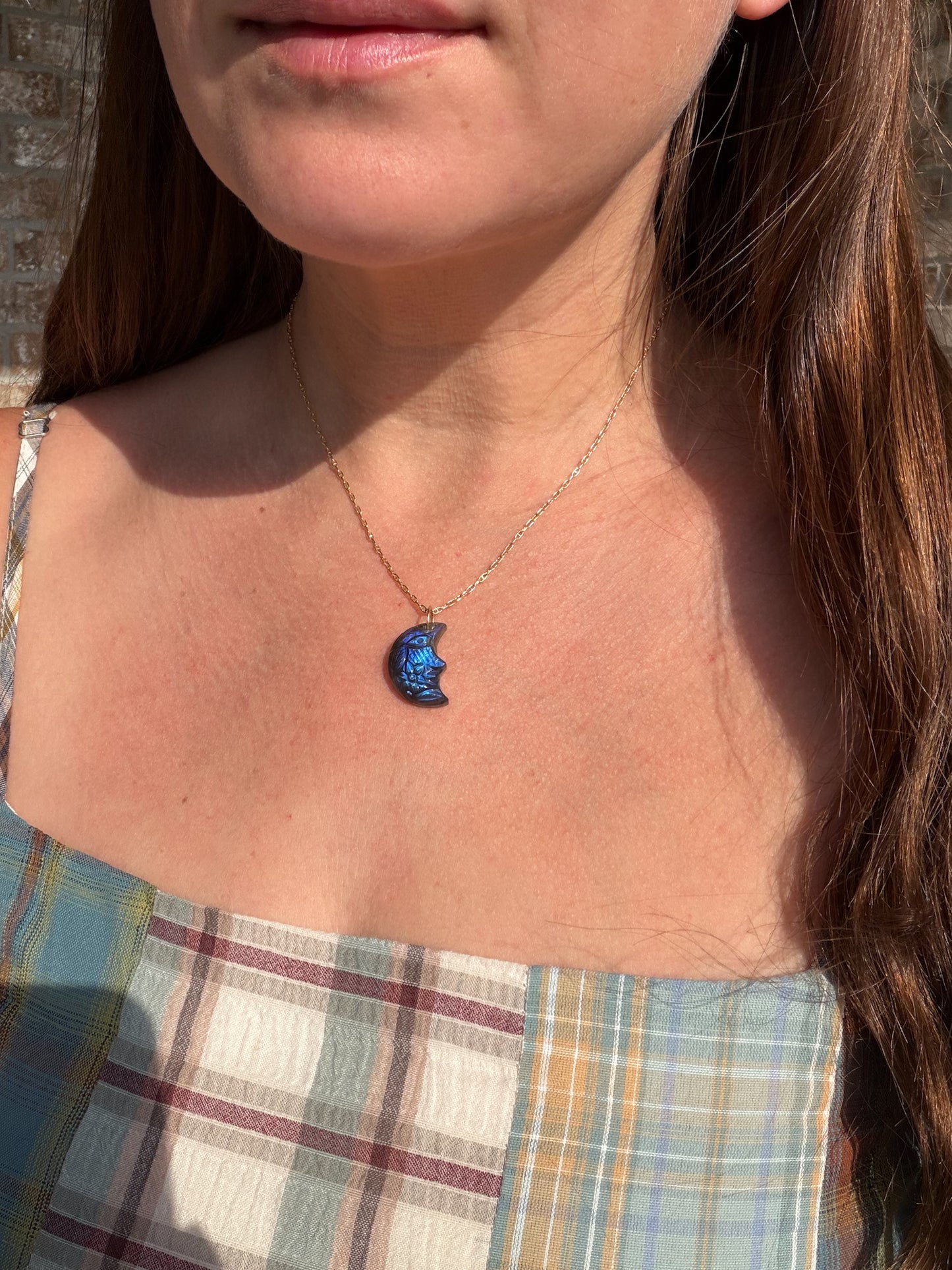 Labradorite Moon Charm