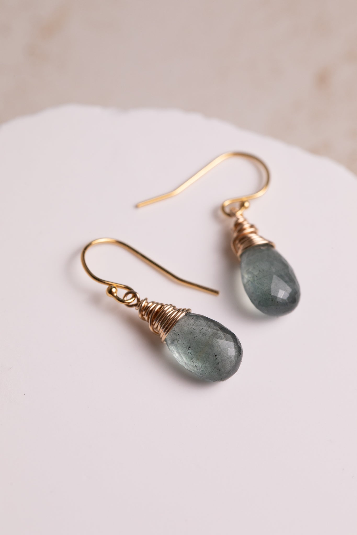 Moss Aquamarine Drop Earrings - Mossy Green
