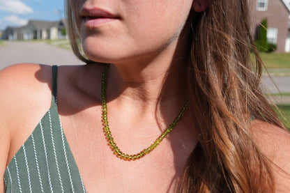 Peridot Knotted Candy Bead Necklace 14k Rose Gold