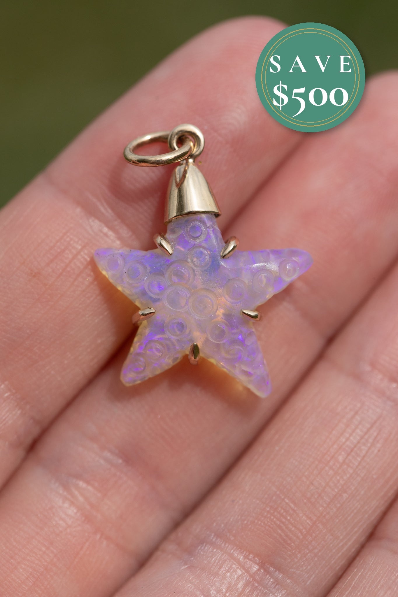 Andamooka Australian Crystal Opal Starfish, 14k Gold (Seconds, Save $500)