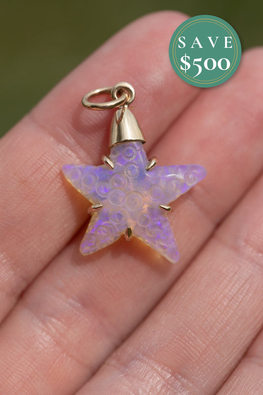 Andamooka Australian Crystal Opal Starfish, 14k Gold (Seconds, Save $500)