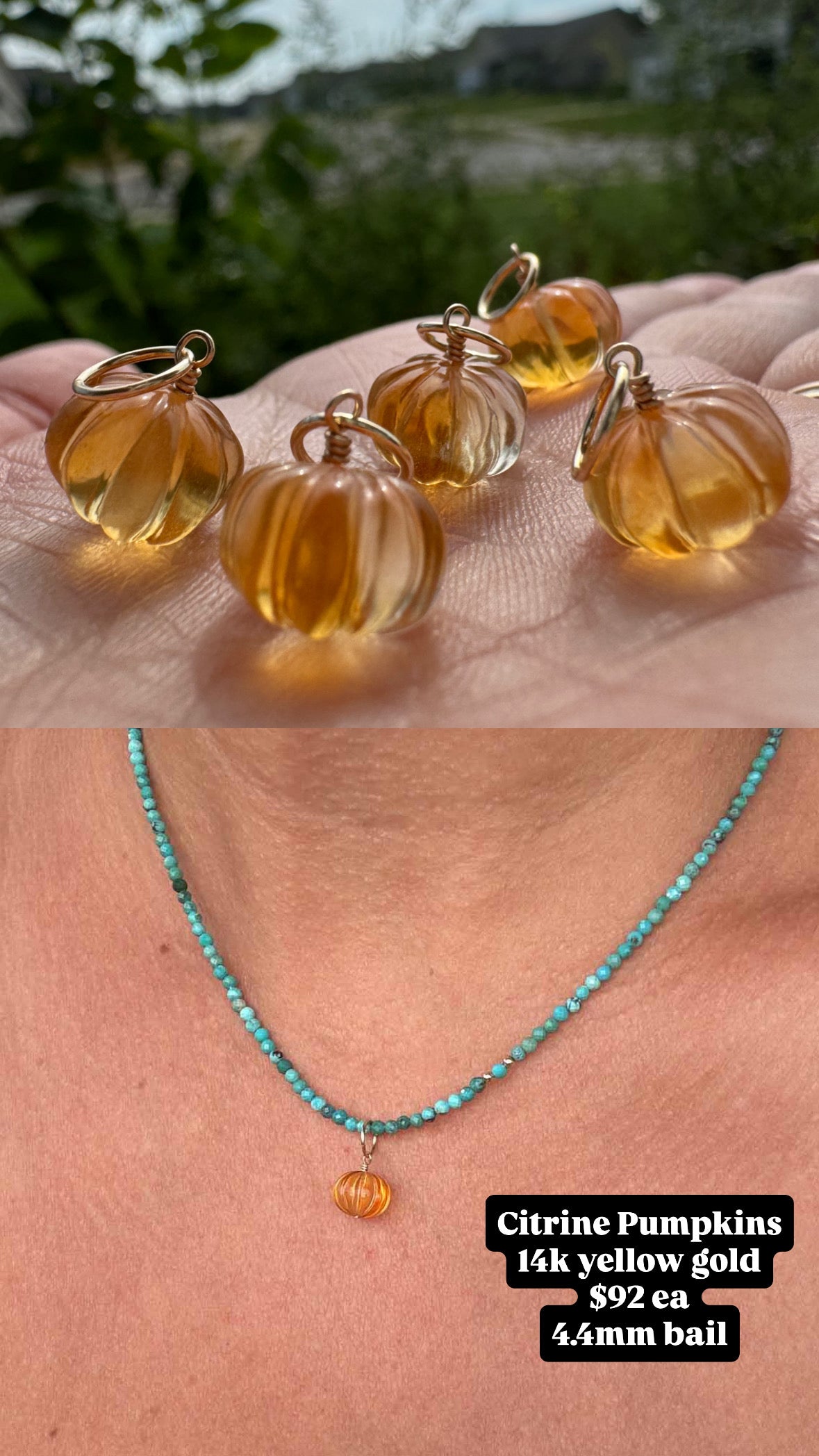Citrine pumpkin charms