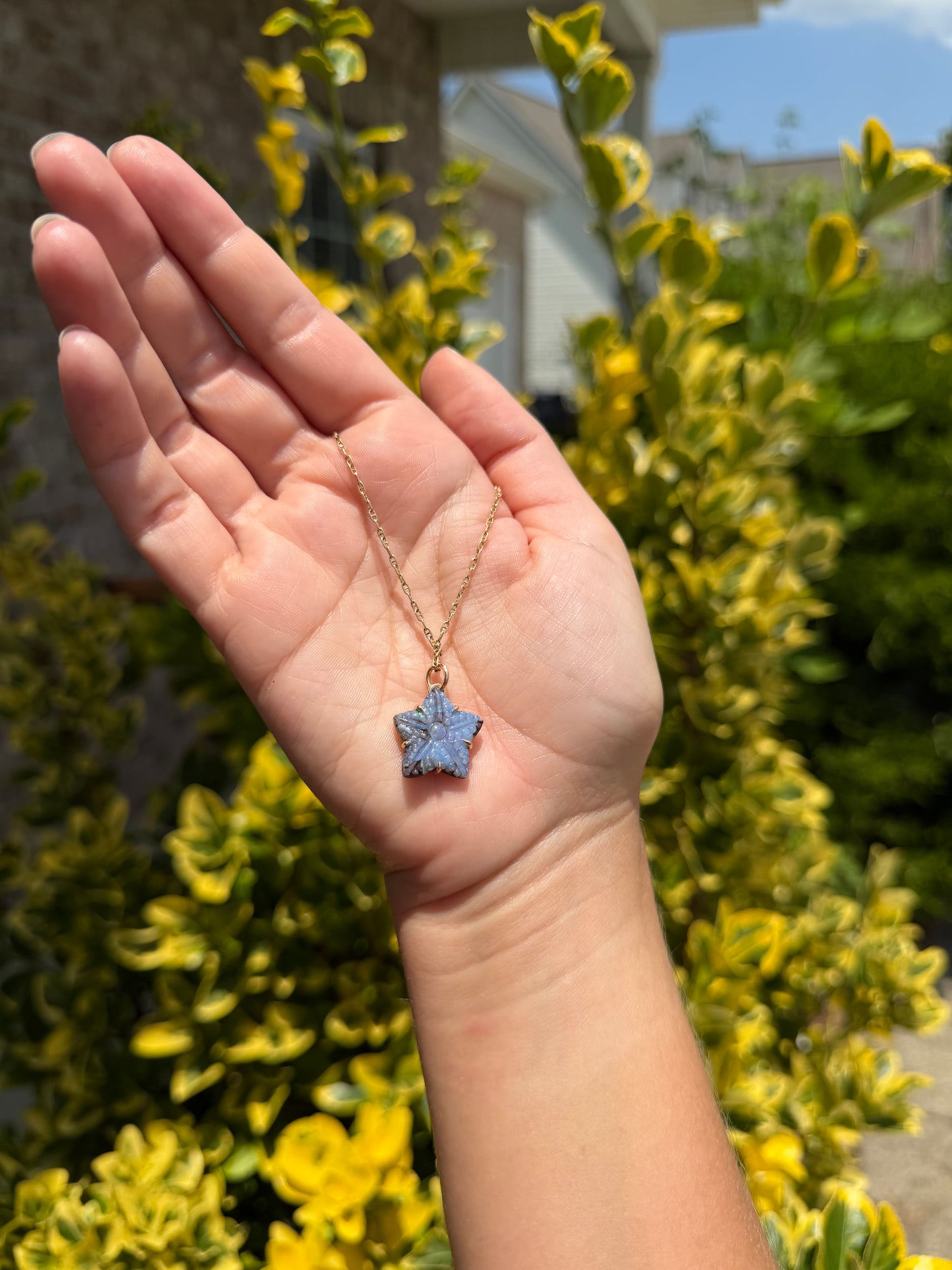 Starfish Boulder Opal Charm 14k