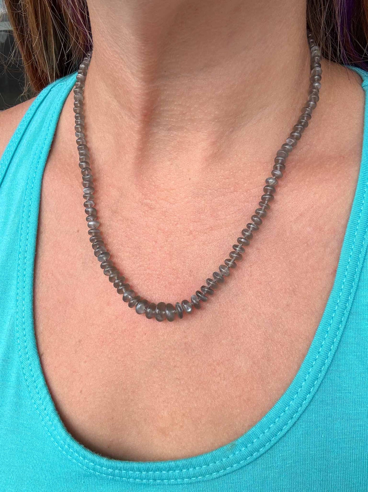 Platinum Moonstone Knotted Bead Necklace - 14k Gold Filled